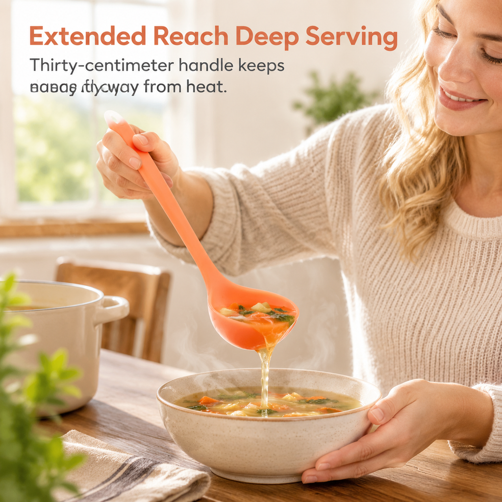 Thickened Translucent Silicone Soup Ladle for Non-Stick Cookware Kitchen Cooking Spoon