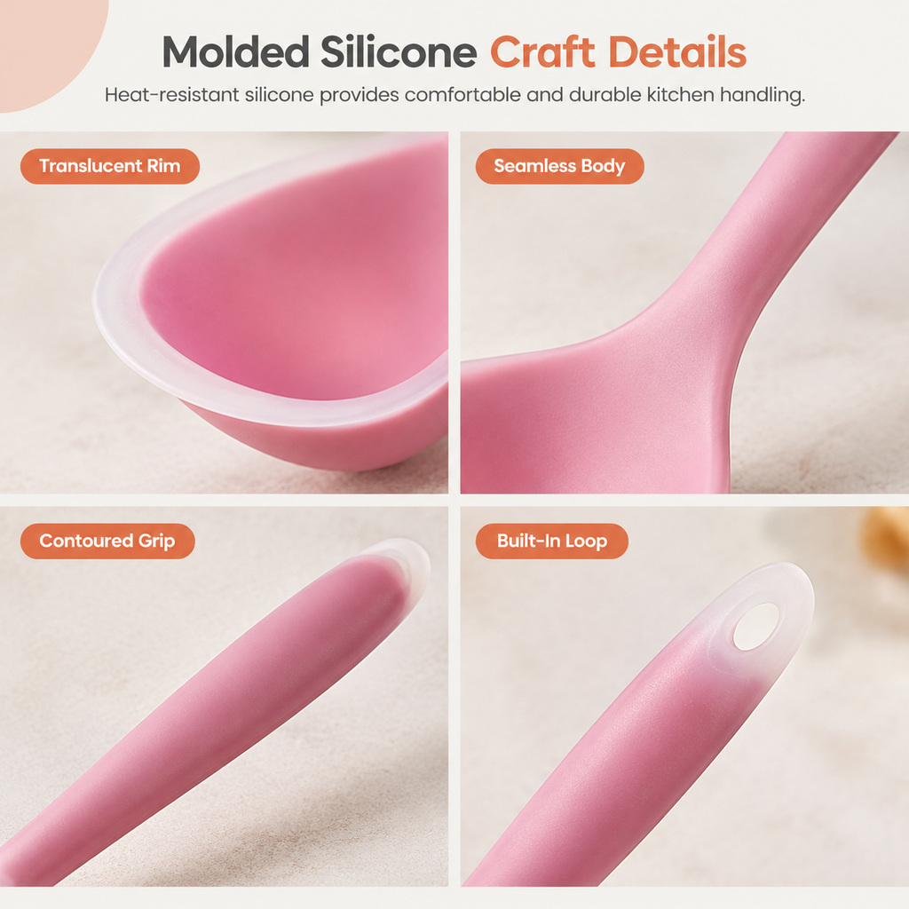 Thickened Translucent Silicone Soup Ladle for Non-Stick Cookware Kitchen Cooking Spoon