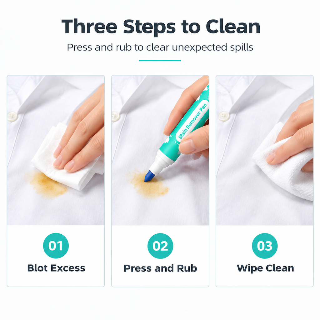 Portable Waterless Stain Remover Pen for Clothes 15g Instant Oil Stain Cleaning Stick for White Clothing
