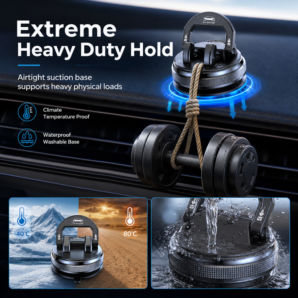 Foldable Rotatable Car Phone Mount with Sticky Vacuum Suction Cup for Dashboard