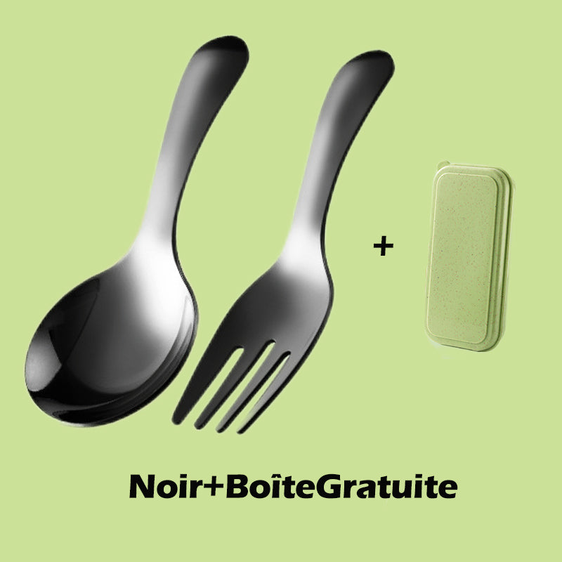 🍱50% OFF NOW! Compact Stainless-Steel Spoon & Fork Lunchbox Set – Portable Reusable Cutlery Set, Mirror Polished Metal Utensils for Office, Camping, School Picnic