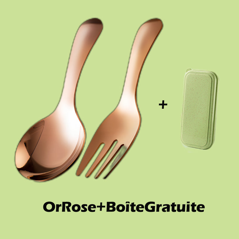 🍱50% OFF NOW! Compact Stainless-Steel Spoon & Fork Lunchbox Set – Portable Reusable Cutlery Set, Mirror Polished Metal Utensils for Office, Camping, School Picnic