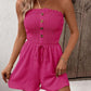 🎉Last Day Promotion 50% OFF💃Women's Strapless Frill Trim Shirred Tie Front Wide Leg Tube Romper