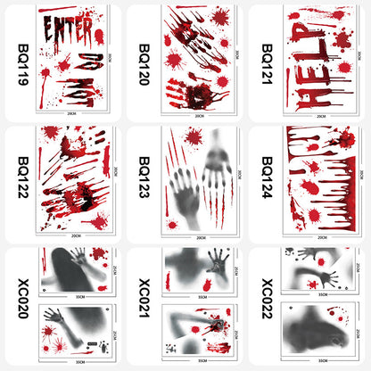 Halloween Ghost Shadow Blood Handprint Horror Decoration Static Stickers